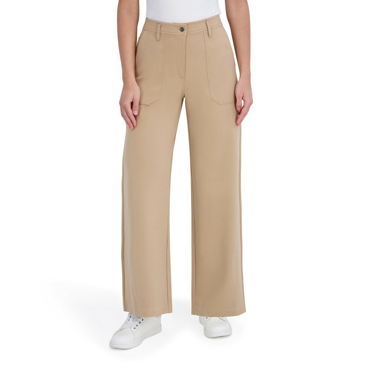 DKNY 女休閒寬褲 米