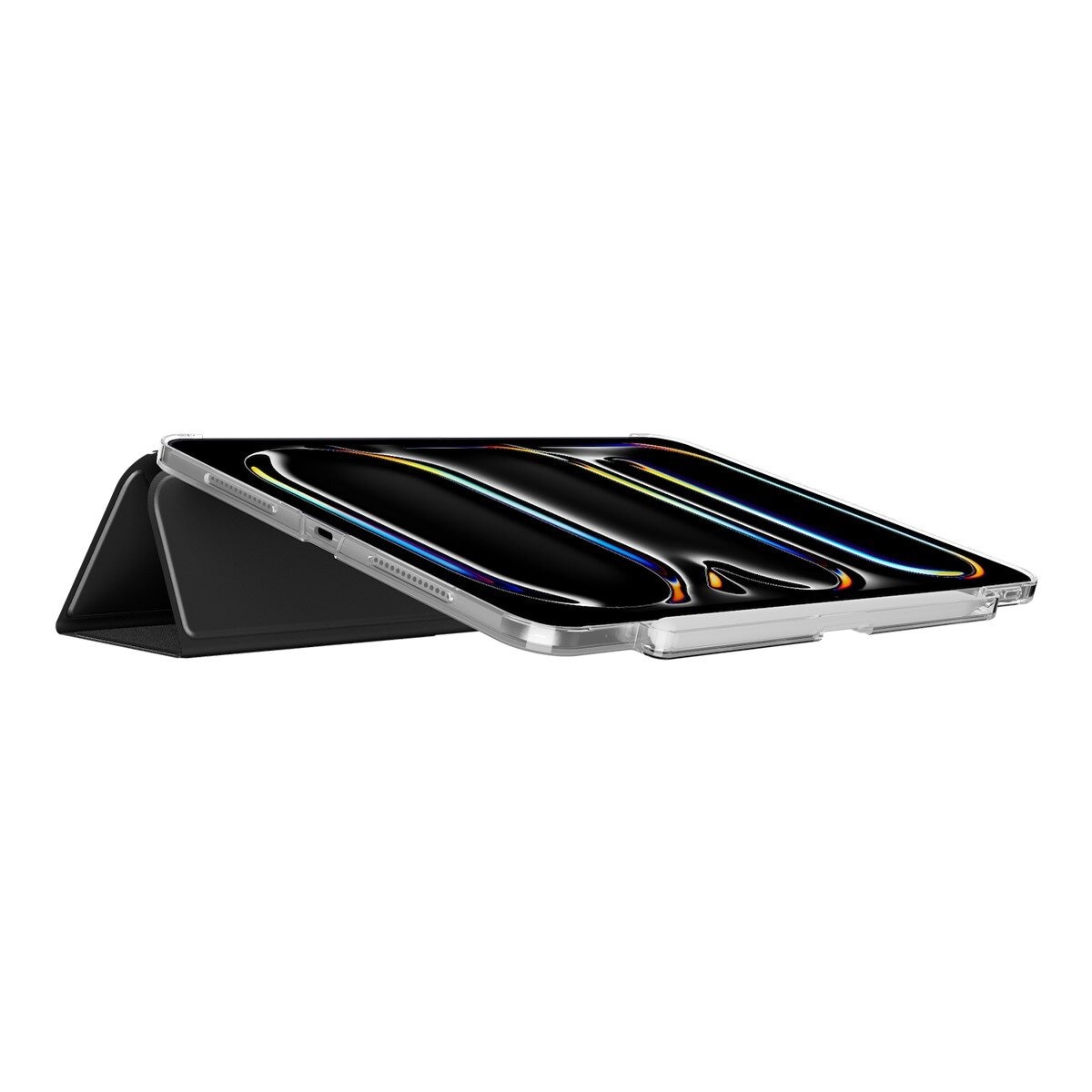MAGEASY Facet 全方位支架透明背蓋保護套 (筆槽款) 適用於 2024 iPad Pro 11吋 黑