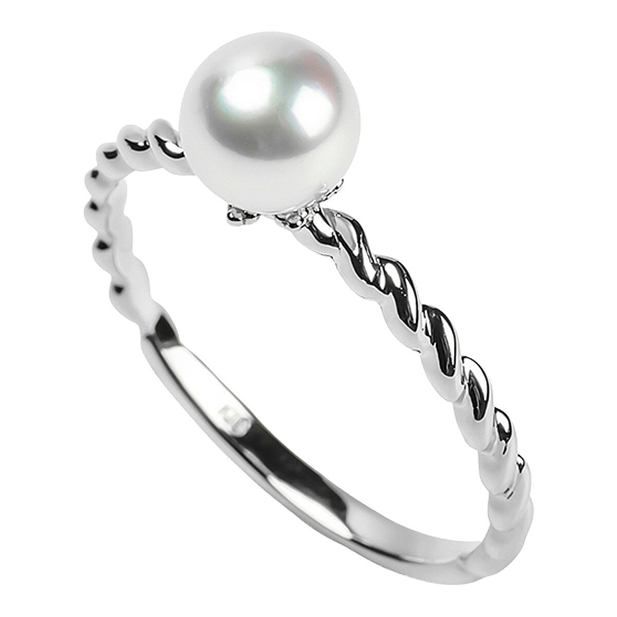 Tokyo Pearl 18K白K金 5.5公釐 - 6.0公釐 Akoya 珍珠戒指
