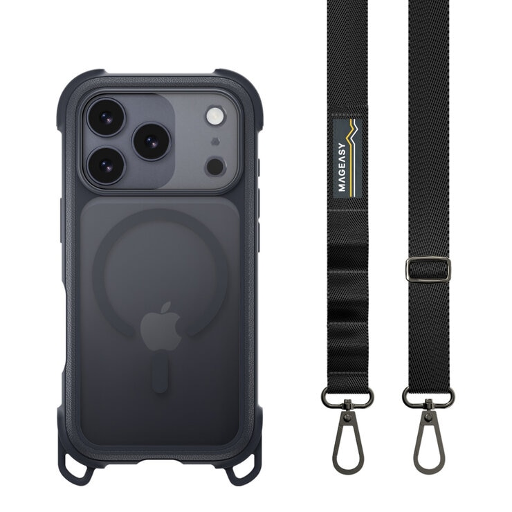 MAGEASY Odyssey Strap M 超軍規防摔掛繩手機殼 iPhone 17 Pro(皮革午夜/沉穩黑) + 鏡頭保護貼Lenz(迷霧) + Vetro 9H 鋼化玻璃保護膜 MAGEASY Odyssey Strap M 超軍規防摔掛繩手機殼 iPhone 17 Pro(皮革午夜/沉穩黑) + 鏡頭保護貼Lenz(迷霧) + Vetro 9H 鋼化玻璃保護膜