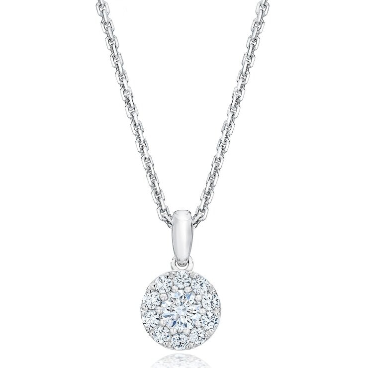 1克拉 14K白K金 圓形鑽石項鍊耳環組 VS2/I