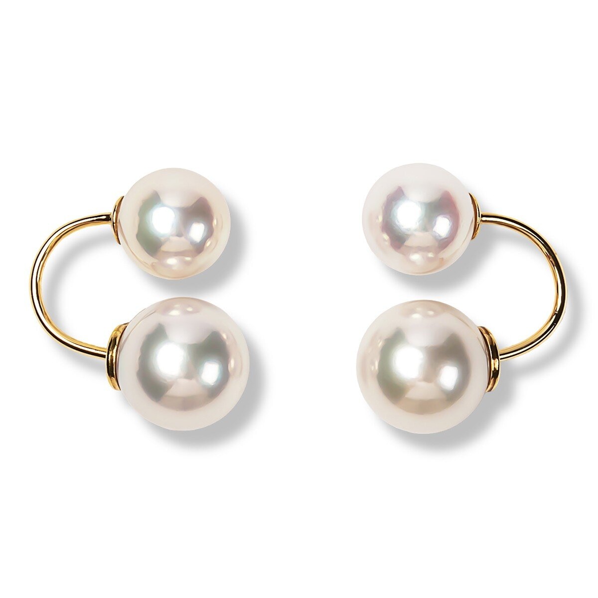 Tokyo Pearl 18K黃K金 6.5公釐 - 8.0公釐 Akoya 珍珠耳環
