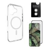 MAGEASY Bright M 不發黃軍規磁吸透明殼 iPhone 17 (白磁圈) + 鏡頭保護貼Lenz(鼠尾草) + Vetro 9H 鋼化玻璃保護膜