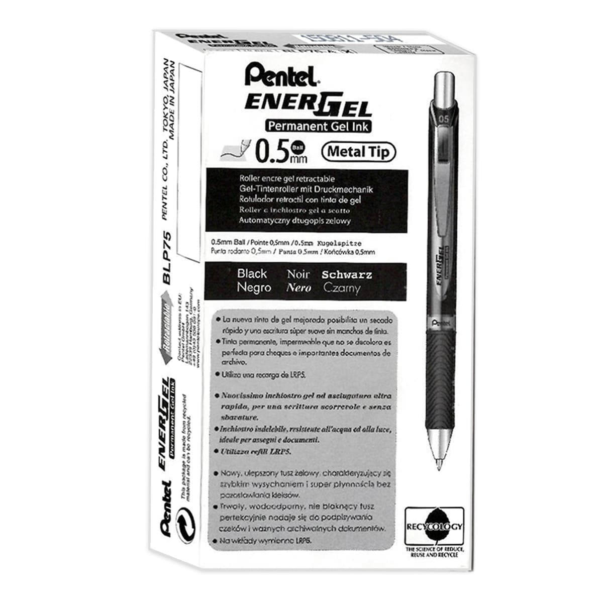 Pentel Energel 耐水極速鋼珠筆 0.5公釐 X 12支 黑