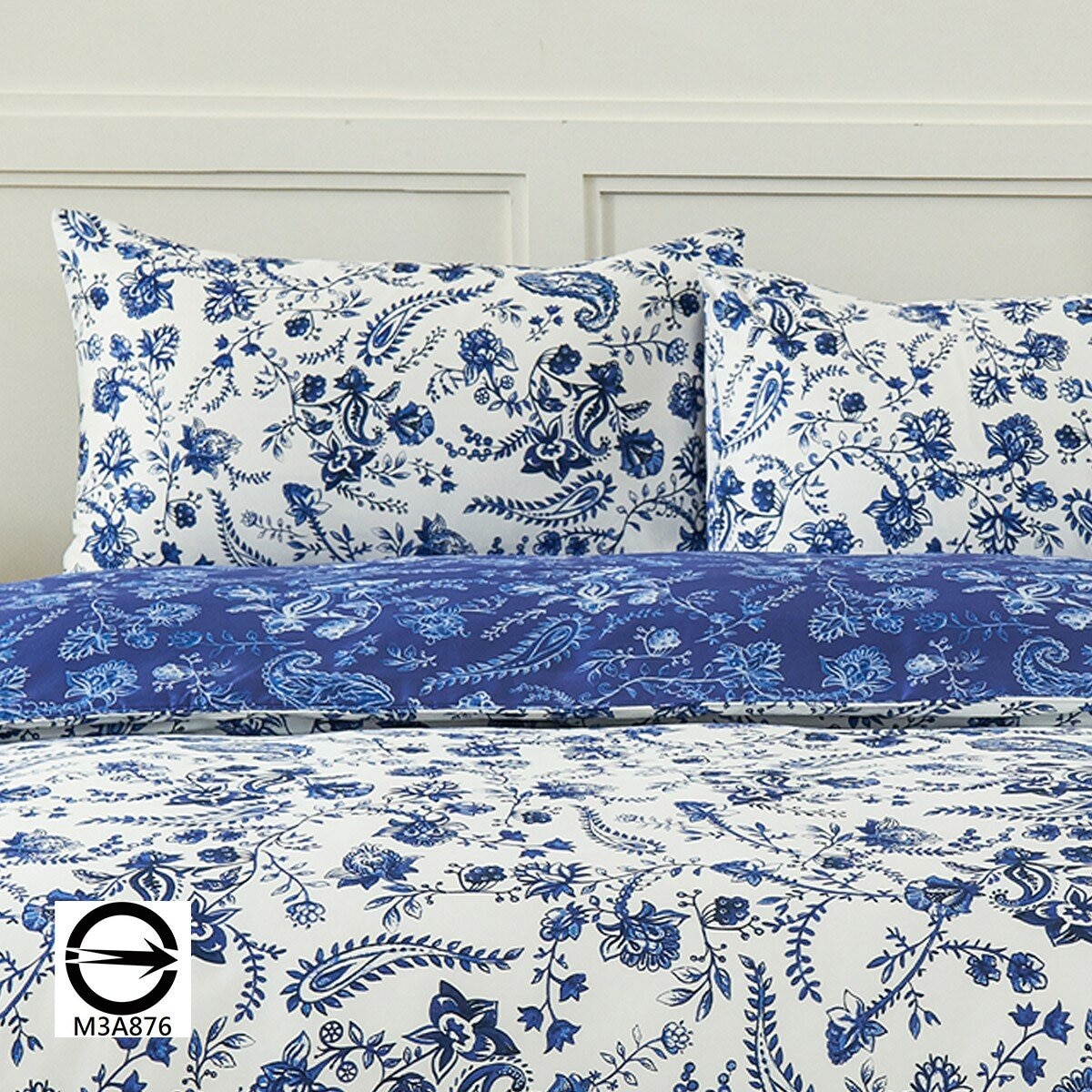 HOYACASA 300織純棉雙人加大床包兩用被套四件組 182公分 X 190公分 藍雨