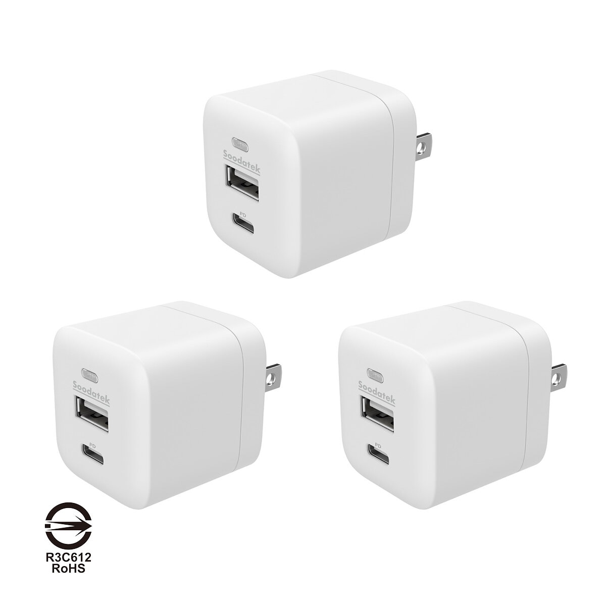 Soodatek 25W 雙孔USB高速充電器 3入