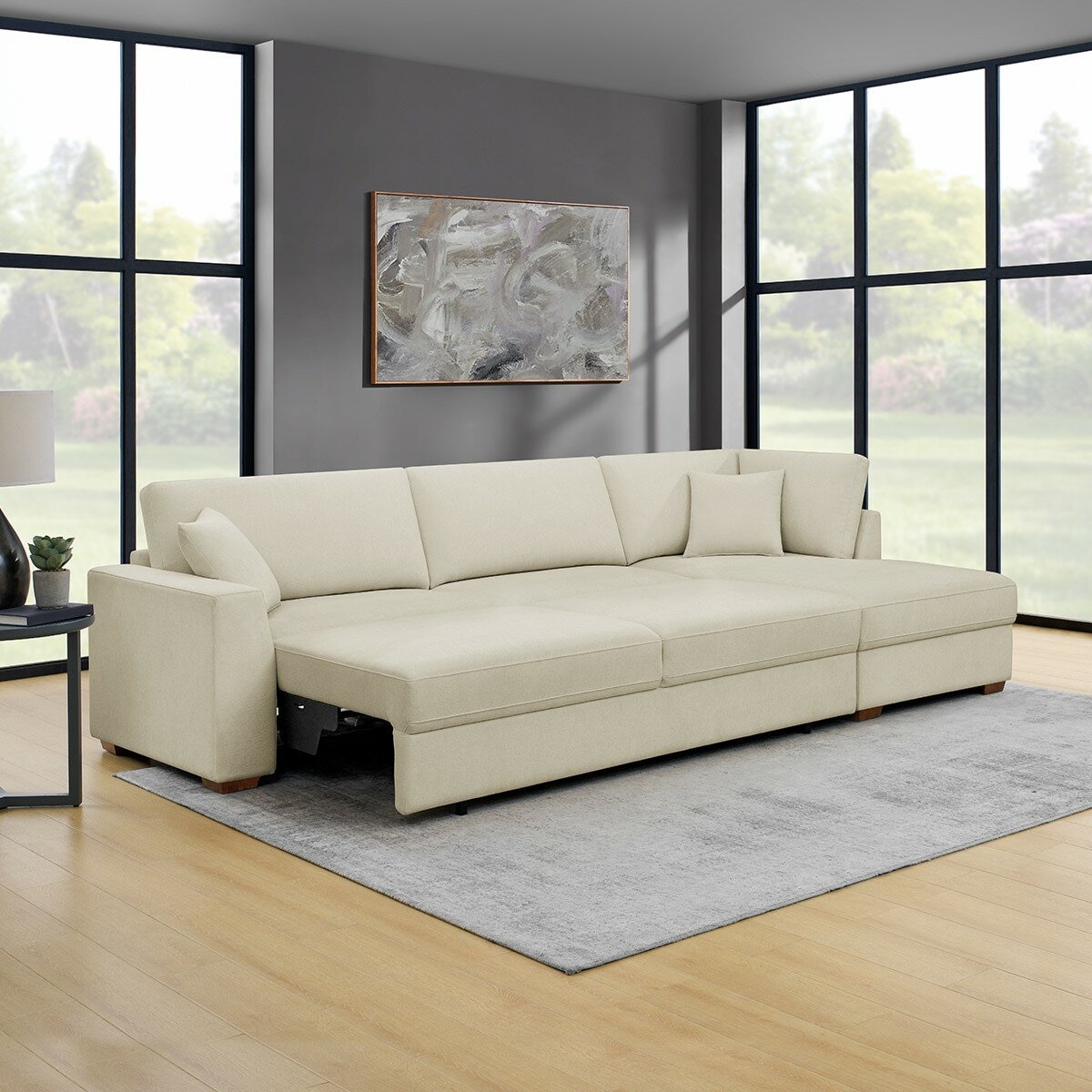 Thomasville L型布面沙發床 淺米色 Thomasville L型布面沙發床 淺米色