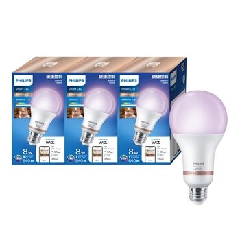 飛利浦 LED 8W 智慧全彩燈泡 3入