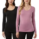 32 Degrees 女長袖發熱衣兩件組 黑/淺紫