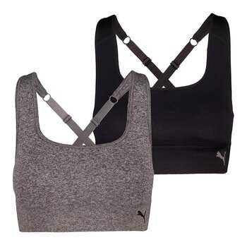 Puma 女運動內衣 X 2件組 M 黑 & 灰