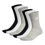 Adidas 女中筒襪 六入組 黑+白+灰