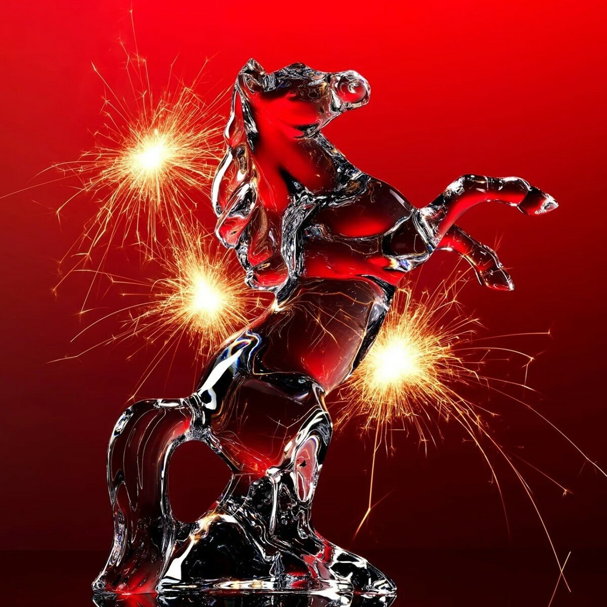 Baccarat 奔馬 水晶擺件