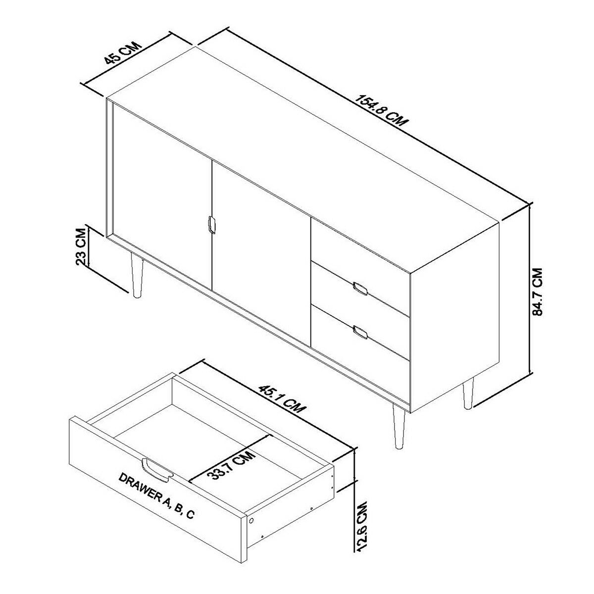 Bentley Designs Dansk 寬邊收納櫃 155公分