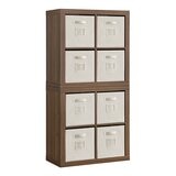 Bayside Furnishings 四格櫃2入 附8個儲物籃