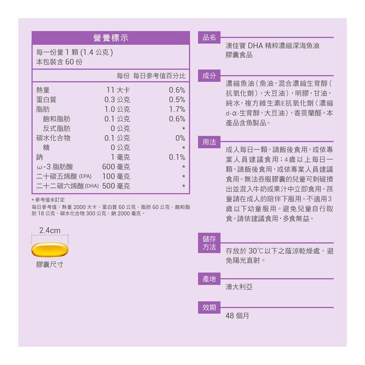 BLACKMORES OMEGA DHA Fish Oil 120-Capsule [60-Capsule X 2-Bottle]