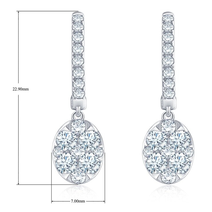 1.00 克拉 14K白K金 圓形鑽石耳環 VS2/I
