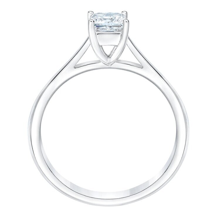 0.8克拉 18K白K金 公主方形鑽石戒指 VS2/I