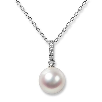 Tokyo Pearl 鉑金 8.5公釐 - 9.0公釐 Akoya 珍珠鑽石項鍊
