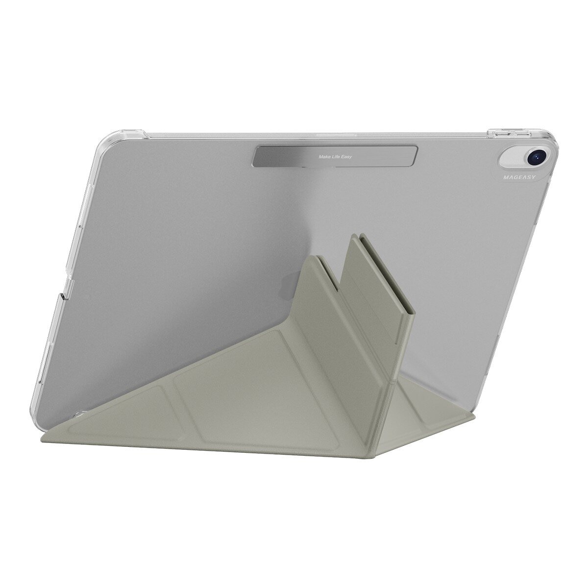 MAGEASY Facet 全方位支架透明背蓋保護套 適用於 2024 iPad Air 13吋 2025 M3 / 2024 M2 星光灰