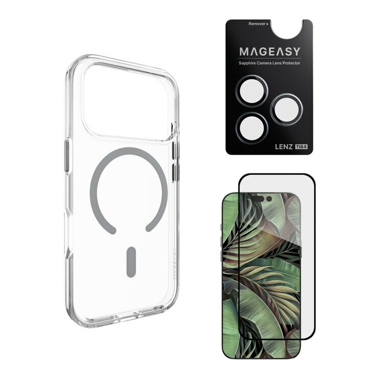 MAGEASY Bright M 不發黃軍規磁吸透明殼 iPhone 17 Pro(迷霧磁圈) + 鏡頭保護貼Lenz鈦合金(迷霧鈦) + Vetro 9H 鋼化玻璃保護膜 MAGEASY Bright M 不發黃軍規磁吸透明殼 iPhone 17 Pro(迷霧磁圈) + 鏡頭保護貼Lenz鈦合金(迷霧鈦) + Vetro 9H 鋼化玻璃保護膜