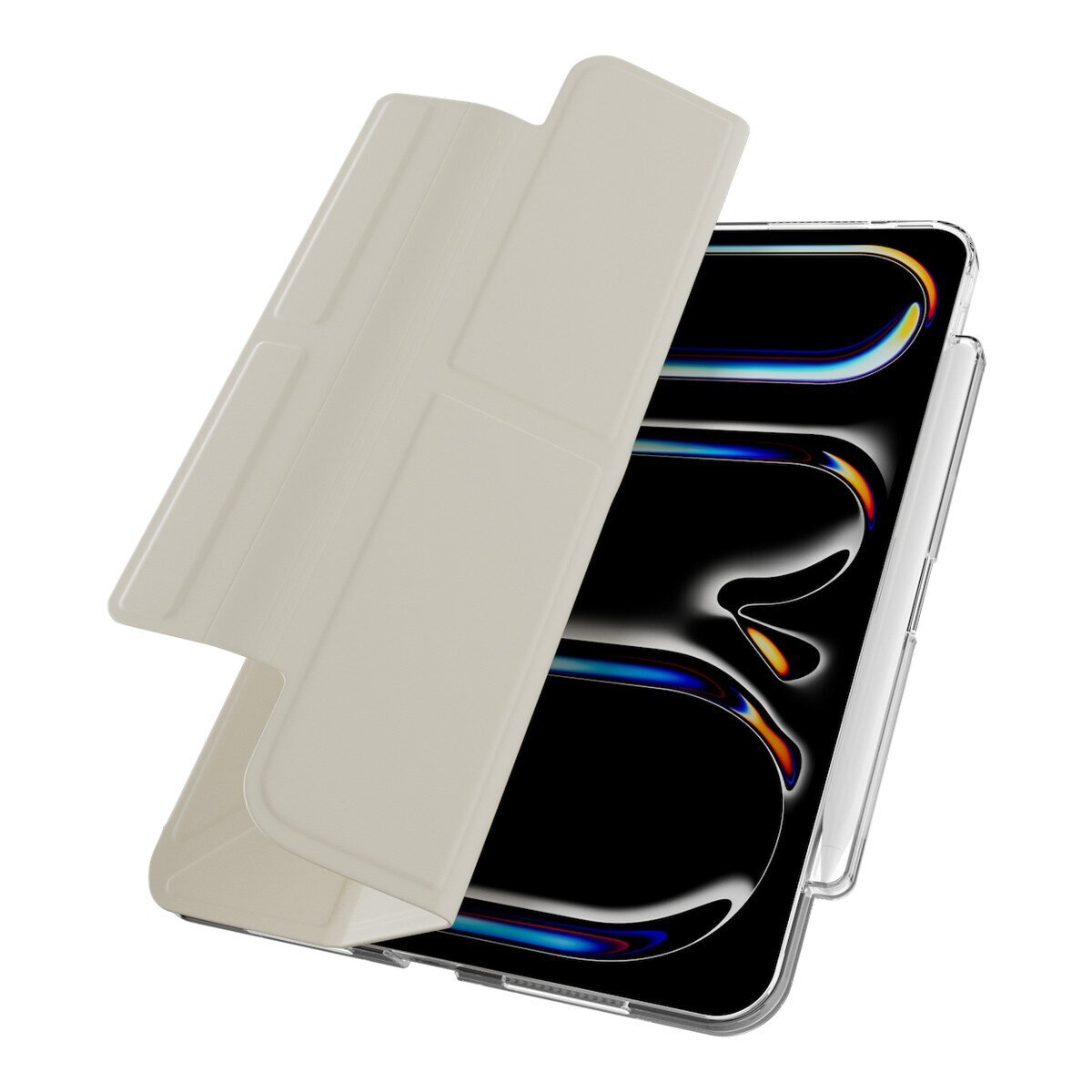 MAGEASY Facet 全方位支架透明背蓋保護套 (筆槽款) 適用於 2024 iPad Pro 11吋 星光白