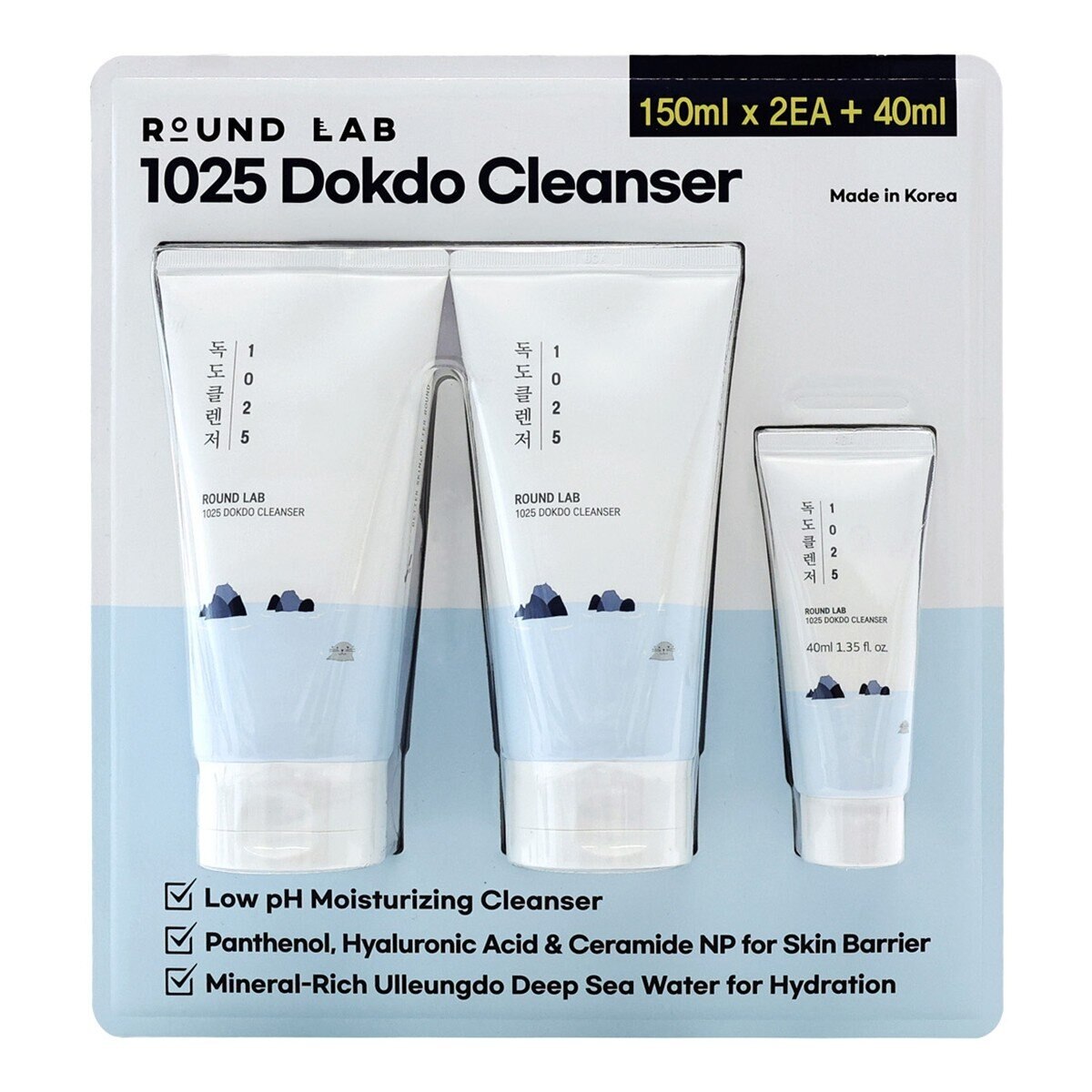 Round Lab Dokdo 洗面乳 150毫升 X 2入 + 40毫升 X 1入