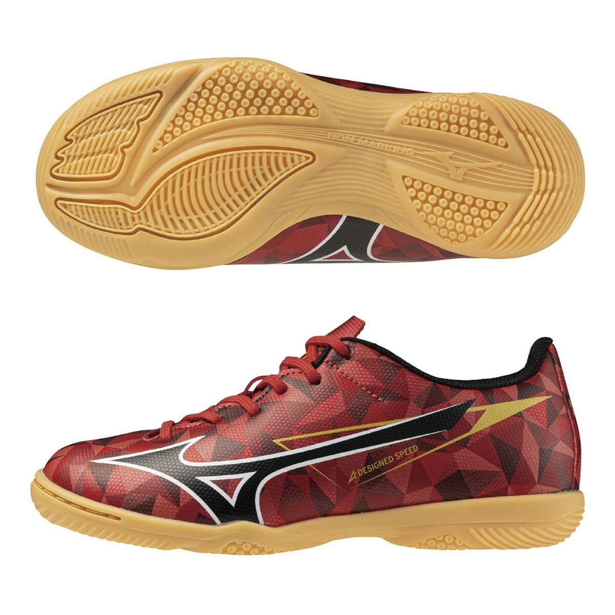 Mizuno 兒童足球鞋 α ll SELECT Jr IN P1GG256560 紅+黃底 Mizuno 兒童足球鞋 α ll SELECT Jr IN P1GG256560 紅+黃底