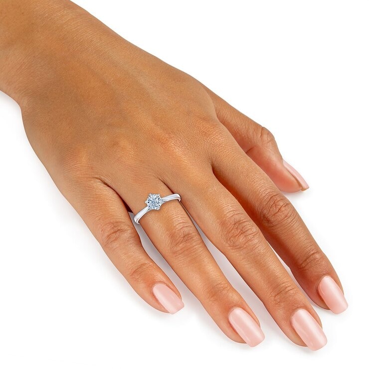 0.8克拉 18K白K金 圓形鑽石戒指 VS2/I