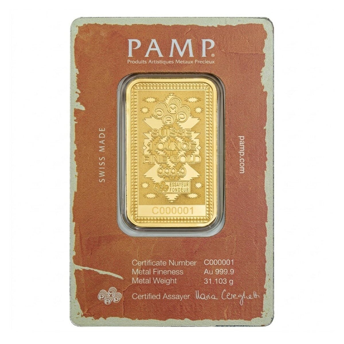 PAMP 黃石 黃金條塊 999.9純金 1盎司