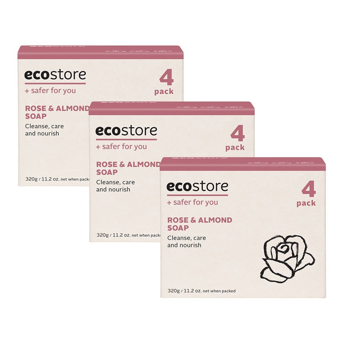 ecostore 純淨香皂 玫瑰杏仁油 80公克 X 4入 X 3組