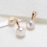 Tokyo Pearl 18K玫瑰K金 7.0公釐 - 7.5公釐 Akoya 珍珠耳環