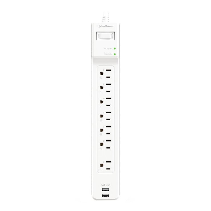 CyberPower 防突波 7 插座 2 USB充電延長線組 2入