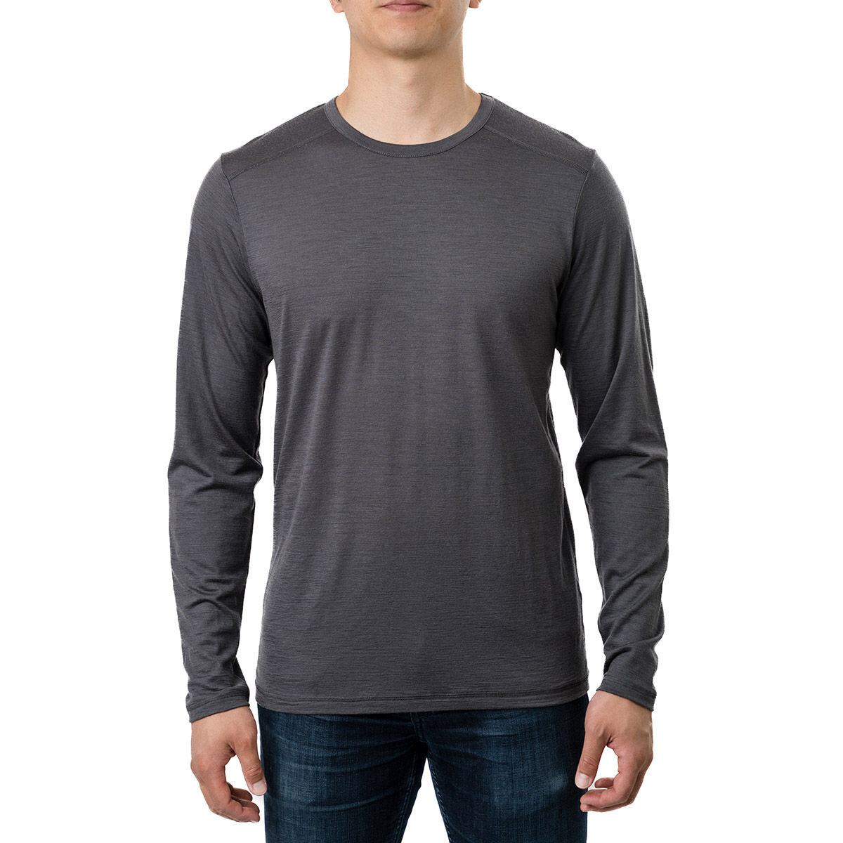 KARBON 男美麗諾羊毛長袖上衣 灰