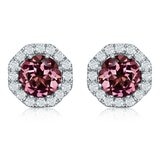 0.66克拉 18K白K金 粉紅碧璽耳環VS2/I