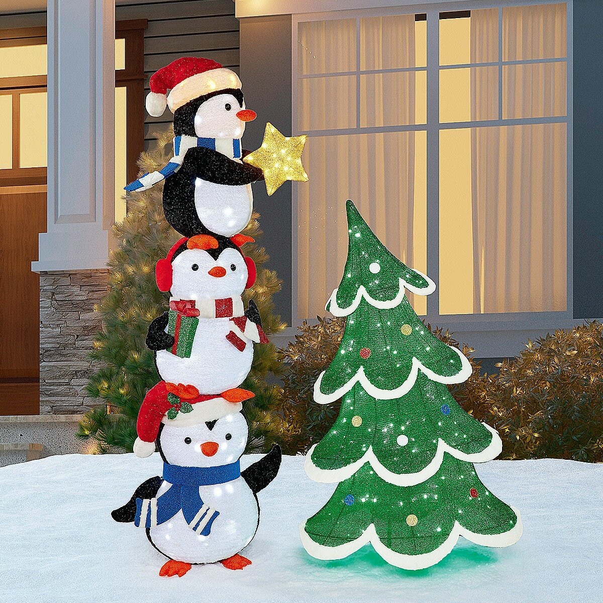 72 inch LED Stacked Penguins