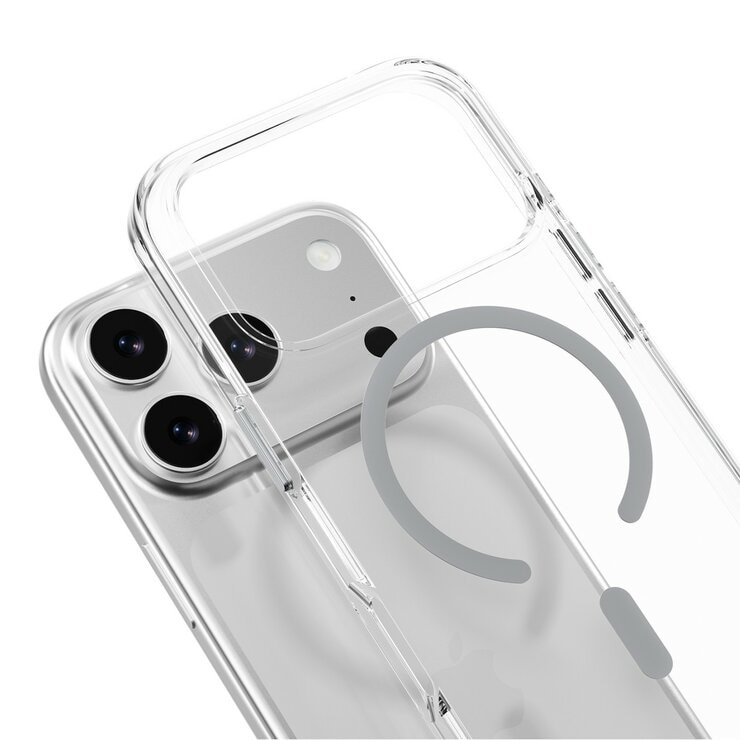 MAGEASY Bright M 不發黃軍規磁吸透明殼 iPhone 17 Pro(迷霧磁圈) + 鏡頭保護貼Lenz(迷霧) + Vetro 9H 鋼化玻璃保護膜