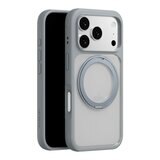 MAGEASY MagStand 360 M 磁吸旋轉支架防摔手機殼 iPhone 17 Pro(迷霧) + 鏡頭保護貼Lenz(珊瑚) + Vetro 9H 鋼化玻璃保護膜