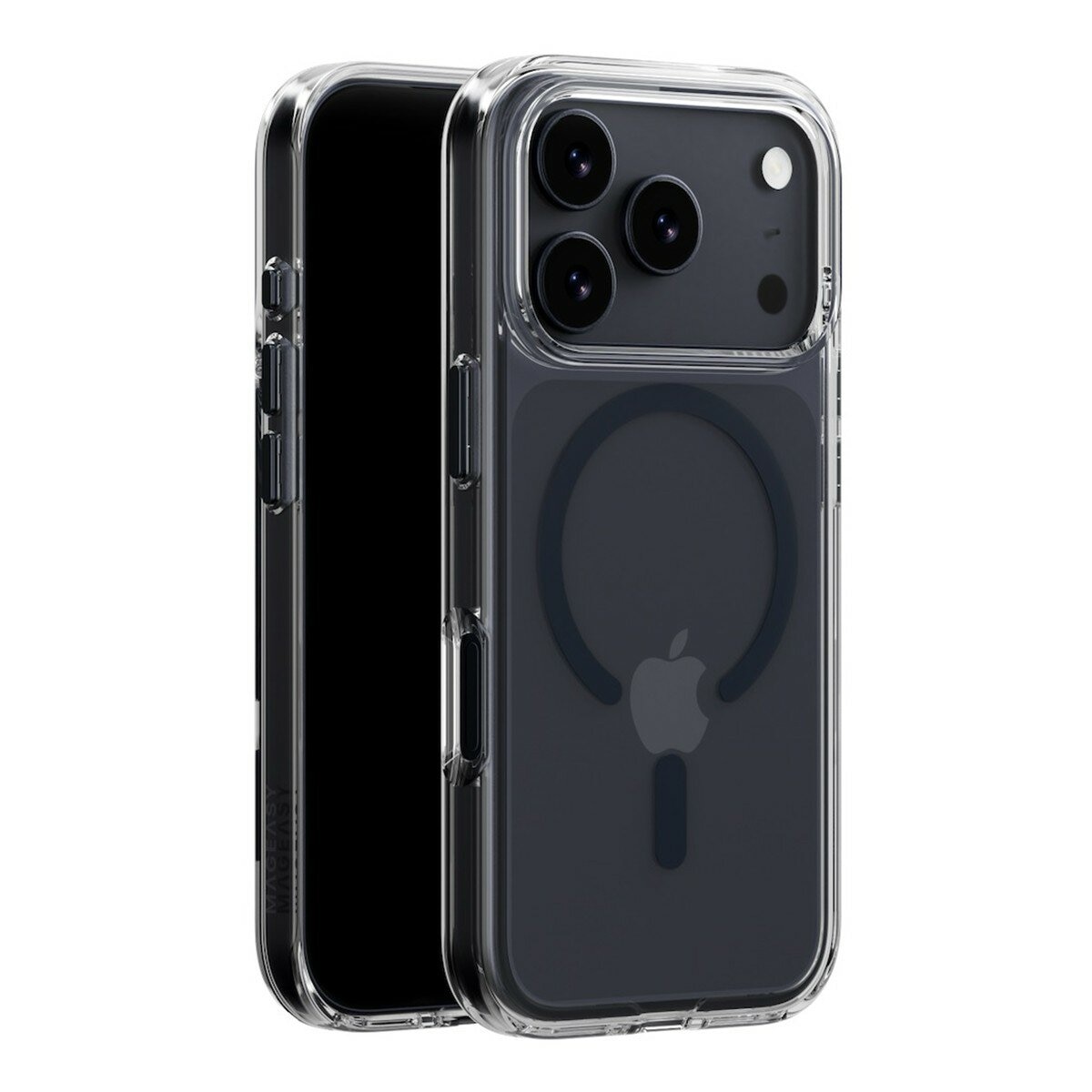 MAGEASY Bright M – Vỏ trong suốt chống ố vàng, chuẩn quân sự, có nam châm cho iPhone 17 Pro (phiên bản Midnight Magnetic) + Miếng dán bảo vệ ống kính Lenz bằng hợp kim titan + Miếng dán bảo vệ màn hình kính cường lực Vetro 9H