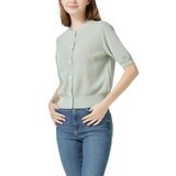 Lydiavine 韓版女圓領短袖開襟衫