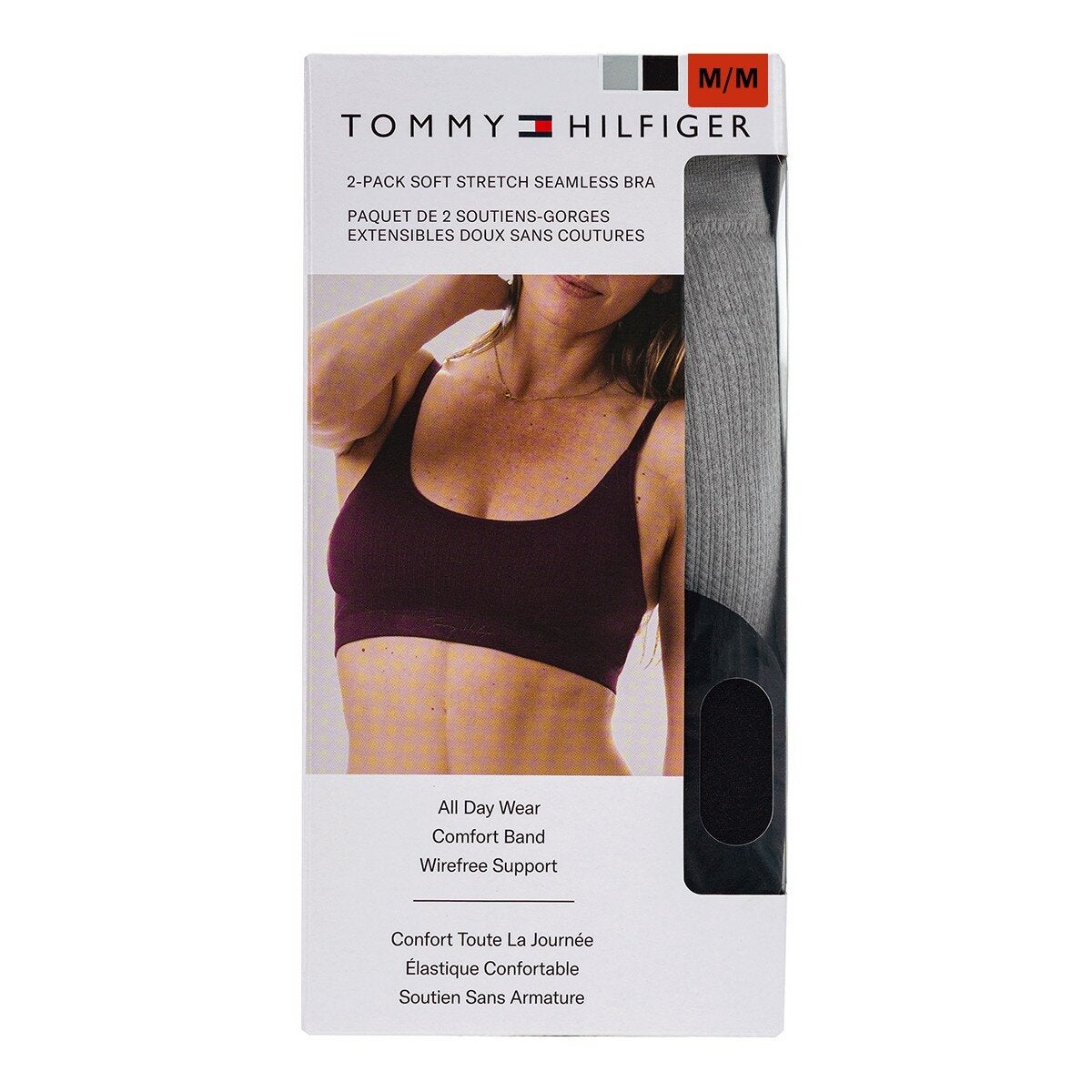 Tommy Hilfiger Women's Wire-free Bra 2-pack M Black+Gray