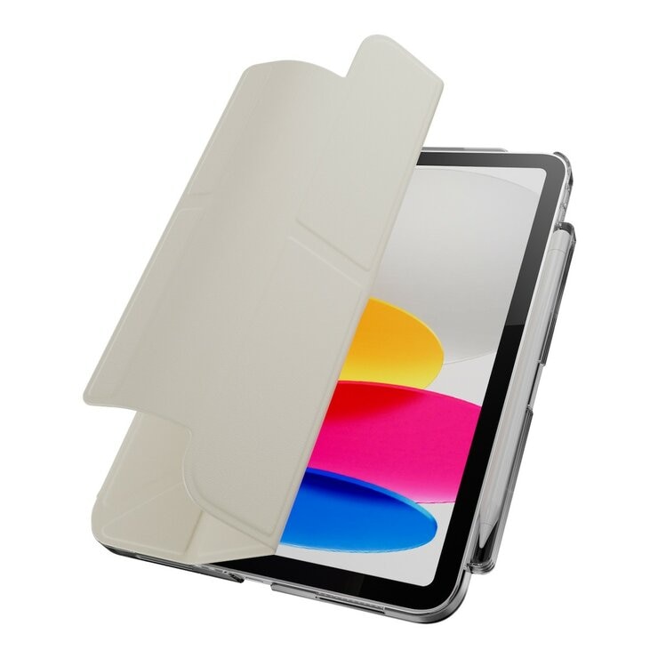 MAGEASY Facet 全方位支架透明背蓋保護套 (筆槽款) 適用於 2022 iPad 10.9吋 A14 & 2025 iPad 11吋 A16 星光白