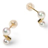 Tokyo Pearl 18K黃K金 4.0公釐 - 5.5公釐 Akoya 珍珠鑽石耳環