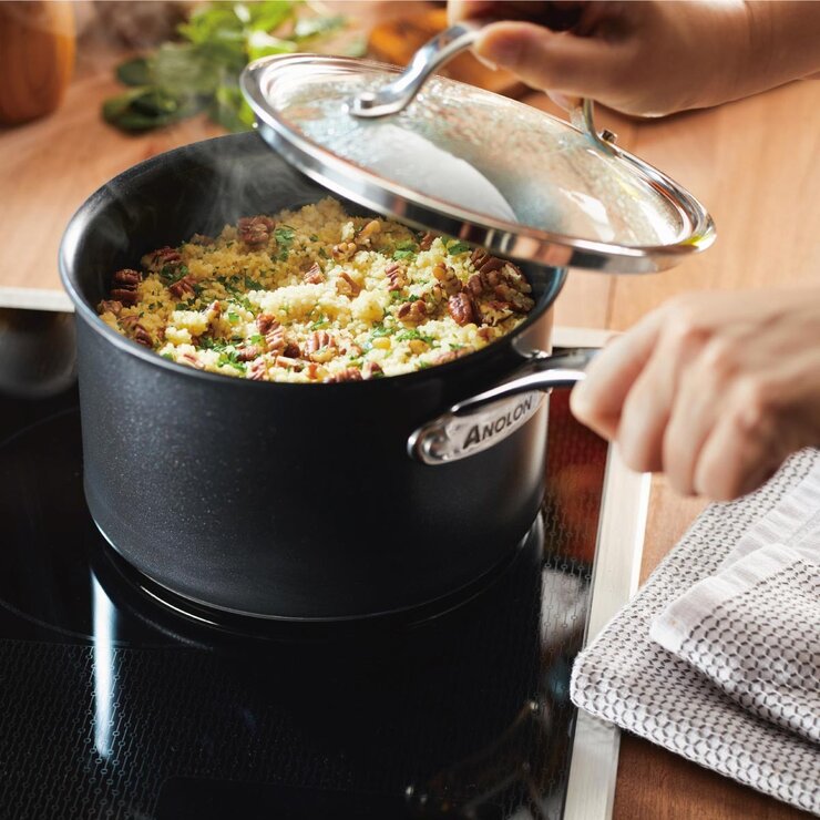 ANOLON ANOLON X 導磁不沾單柄湯鍋 含玻璃上蓋 18公分