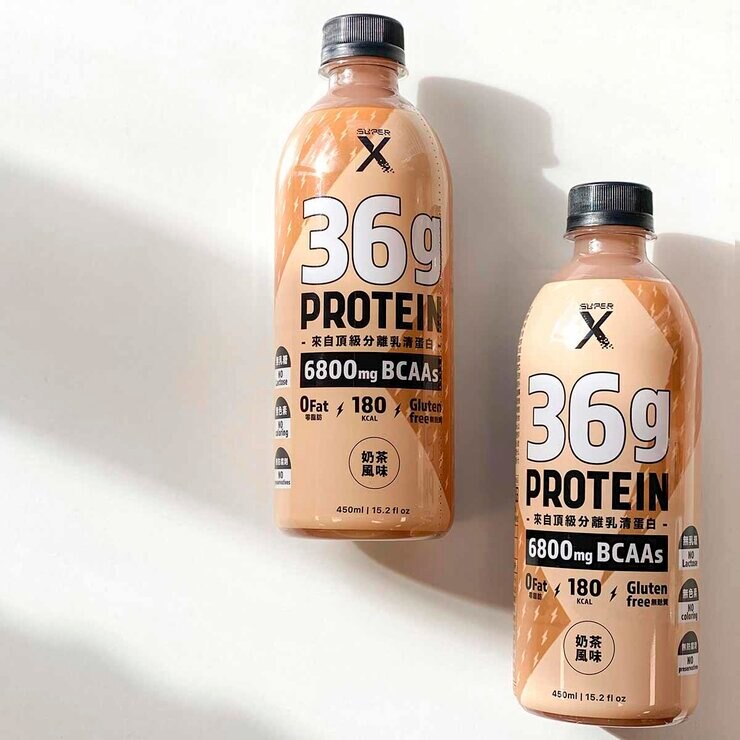 Super X Whey Protein Shake Plus Milk Tea Flavor 450 ml X 24-Count