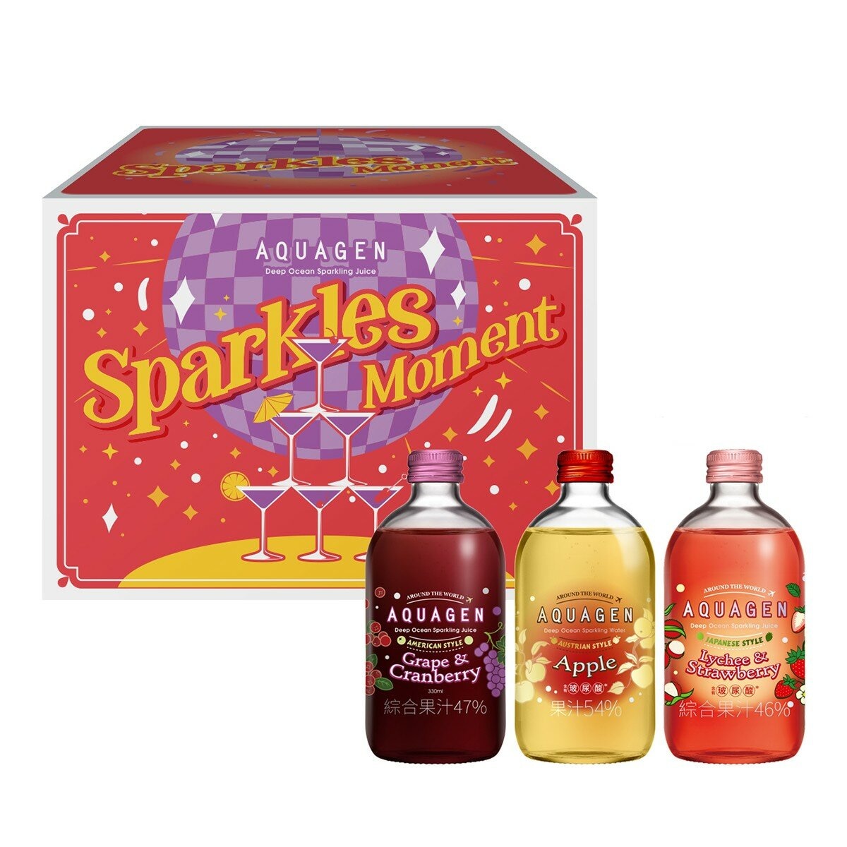 AQUAGEN 奢華果香三部曲 沁樣氣泡飲組 330毫升 X 9瓶