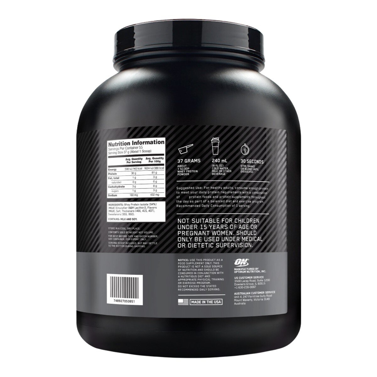 Optimum Nutrition 分離乳清蛋白粉 香草風味 2.04公斤