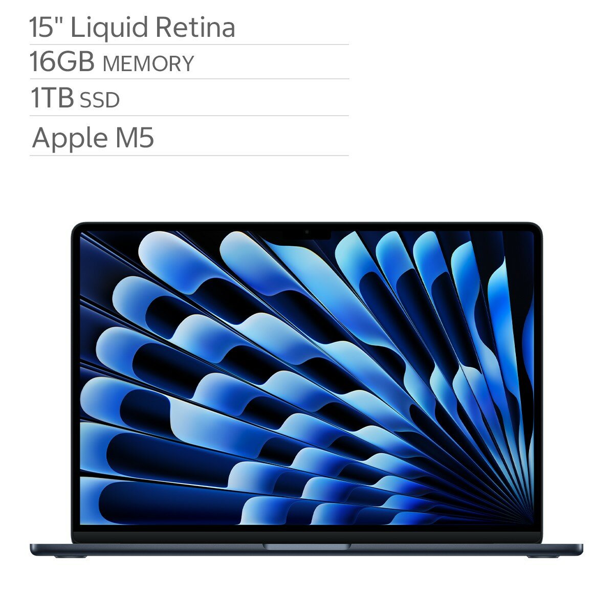 Apple MacBook Air 15吋 搭配 M5晶片 10核心CPU 10核心GPU 16GB 1TB SSD 午夜色