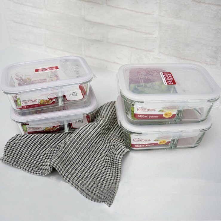 樂扣樂扣 分隔耐熱玻璃保鮮盒 含蓋8件組