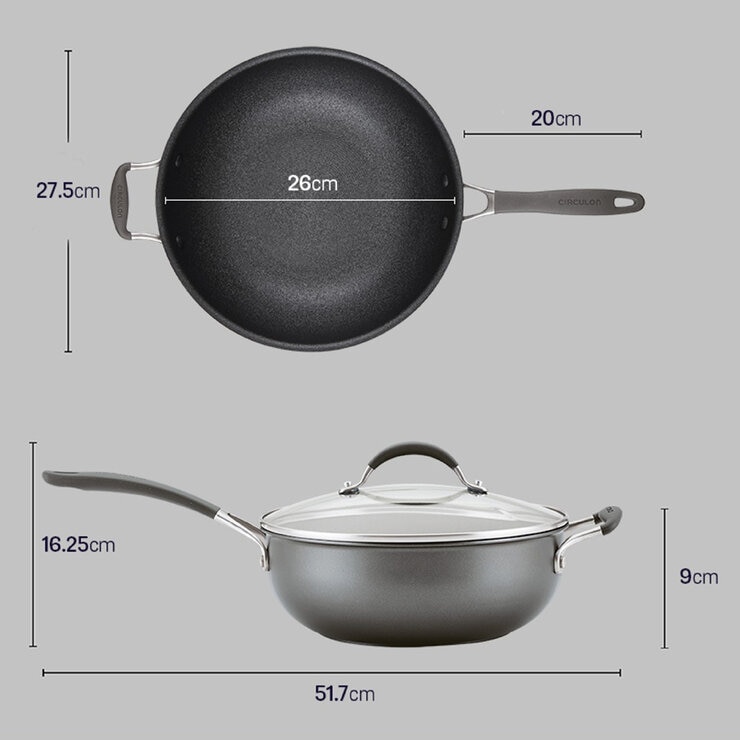 Circulon A1 極致抗刮不沾單柄深煎鍋 含玻璃上蓋 26公分