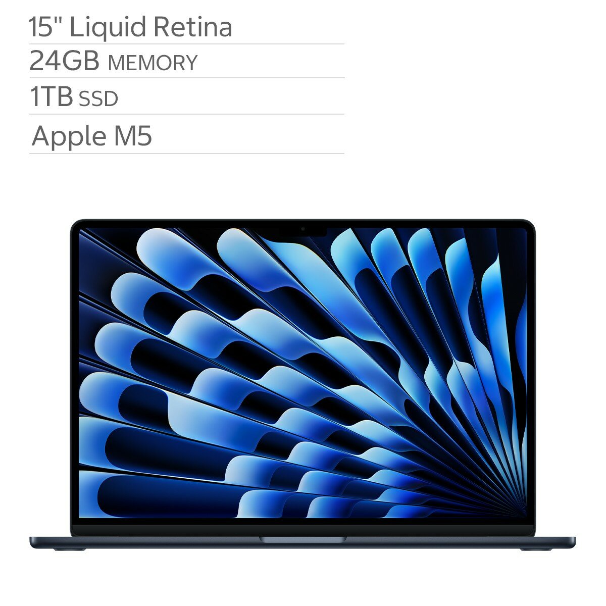 Apple MacBook Air 15吋 搭配 M5晶片 10核心CPU 10核心GPU 24GB 1TB SSD 午夜色